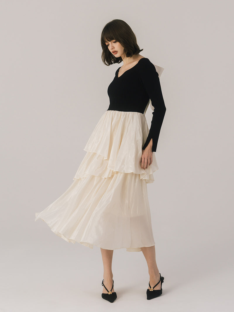 RUFFLE COMBINATION DRESS